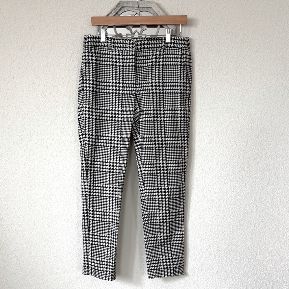 Michael Kors • Black White Glen Plaid Ankle Pants Slim Fit Career Workwear